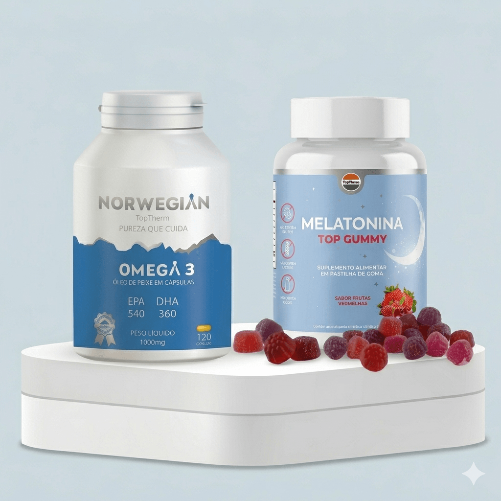 Kit Relaxamento e Saúde Completa Ômega 3 Norwegian e Melatonina Top Gummy